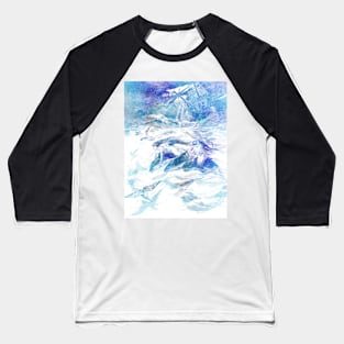 Sirens And Dolphins In Blue Baseball T-Shirt